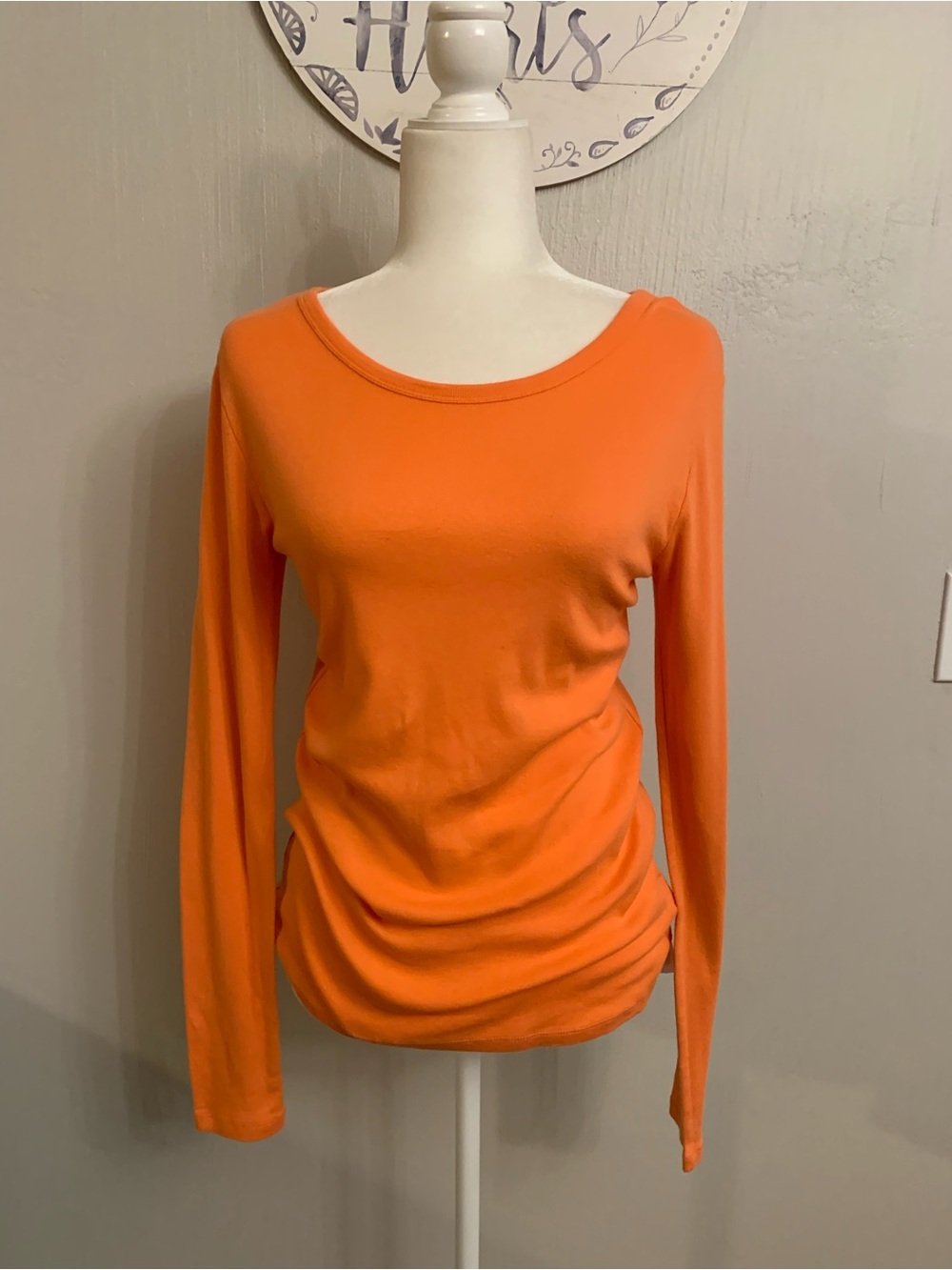 GAP Women's Long-Sleeve Scoop Neck Top in Orange